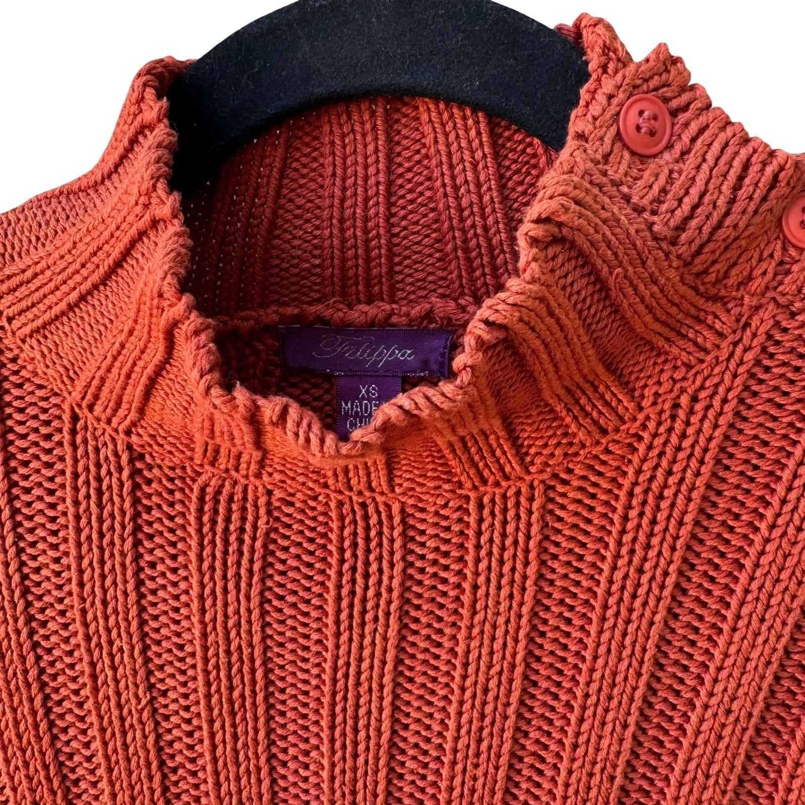 Filippa Y2K Silk Cotton Minimalist Ribbed Knit Button Sleeve Fisherman Sweater