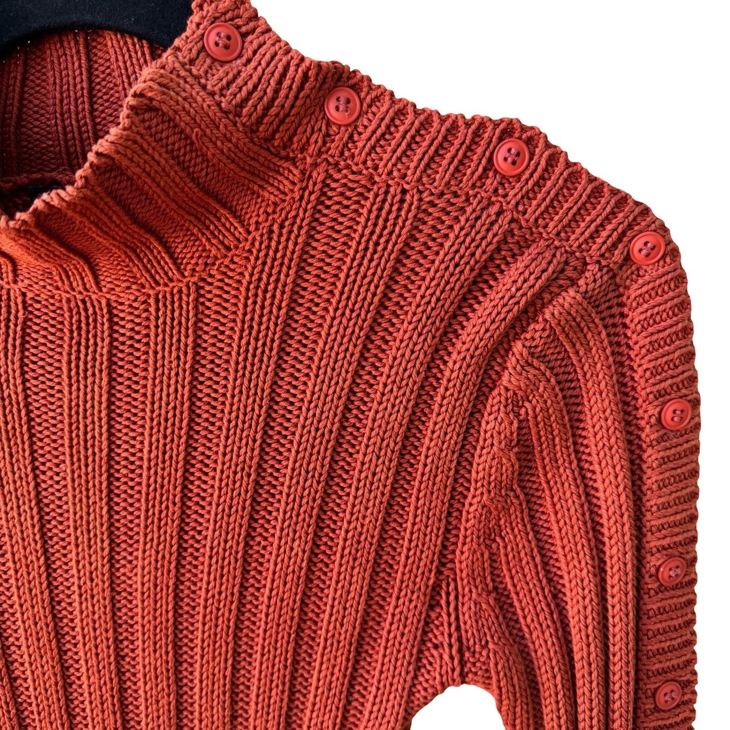 Filippa Y2K Silk Cotton Minimalist Ribbed Knit Button Sleeve Fisherman Sweater