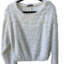 Switch Zara Shaggy Angelcore Eyelash Knit Fuzzy Soft Coquette Sweater Cream Womens L 3 image