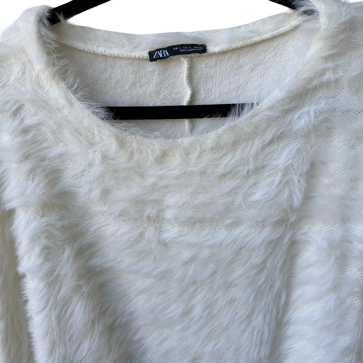 Zara Shaggy Angelcore Eyelash Knit Fuzzy Soft Coquette Sweater Cream Womens L
