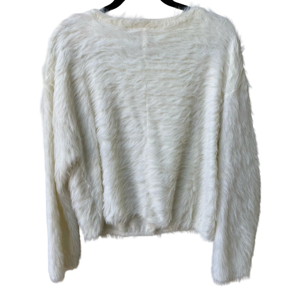 Zara Shaggy Angelcore Eyelash Knit Fuzzy Soft Coquette Sweater Cream Womens L