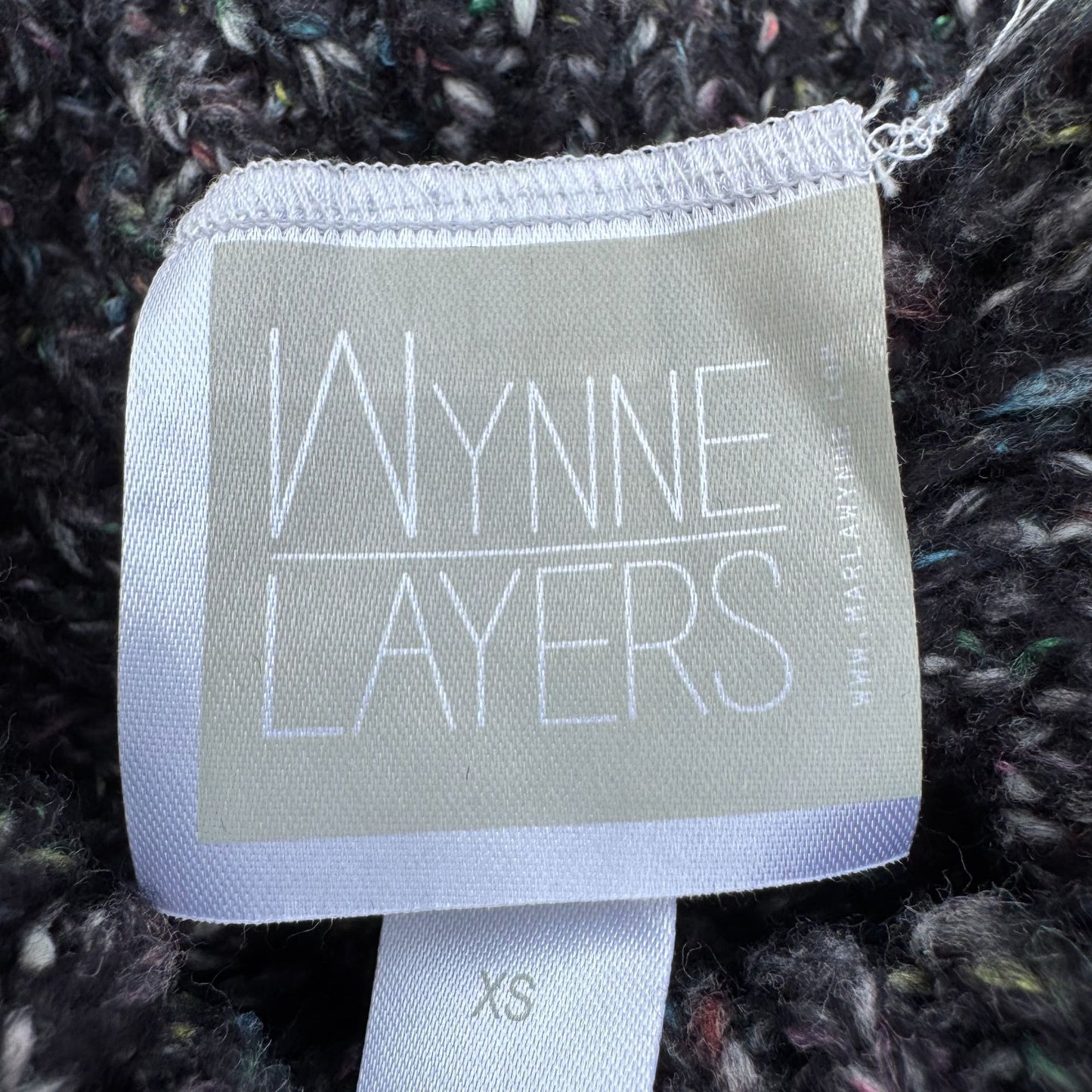 Marla Wynne Layers Swiss Cheese Holes Knit Sweater Cowl Neck XS Black Grey