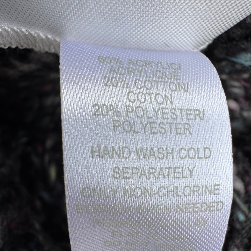 Marla Wynne Layers Swiss Cheese Holes Knit Sweater Cowl Neck XS Black Grey