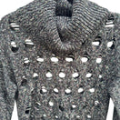 Switch Marla Wynne Layers Swiss Cheese Holes Knit Sweater Cowl Neck XS Black Grey 3 image