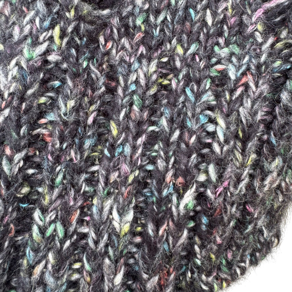 Marla Wynne Layers Swiss Cheese Holes Knit Sweater Cowl Neck XS Black Grey