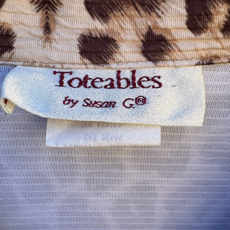 Toteables Susan Graver Vintage Leopard Print Womens Full Zip Long Sleeve Jacket