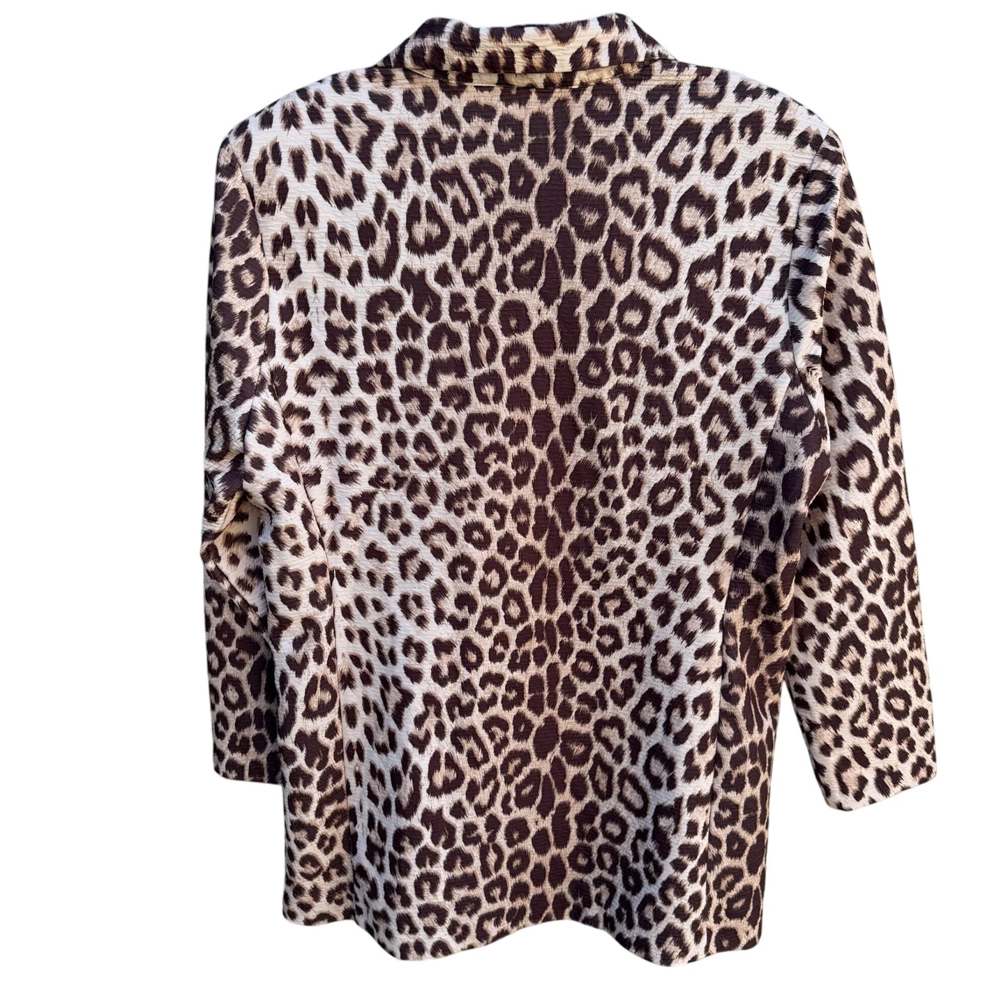 Toteables Susan Graver Vintage Leopard Print Womens Full Zip Long Sleeve Jacket