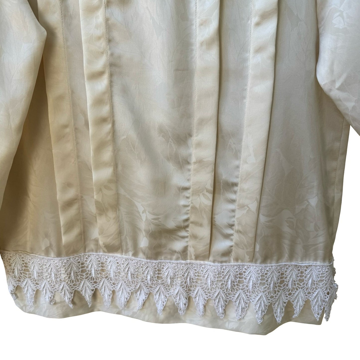 Vintage Coquette Romantic Lace Pintuck Floral Damask Button Back Romantic Blouse