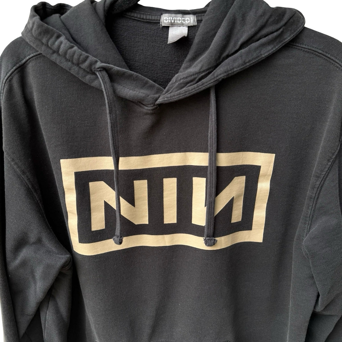 Nine Inch Nails NIN HM Divided Goth Graphic Sleeve Print Hoodie Black Mens S