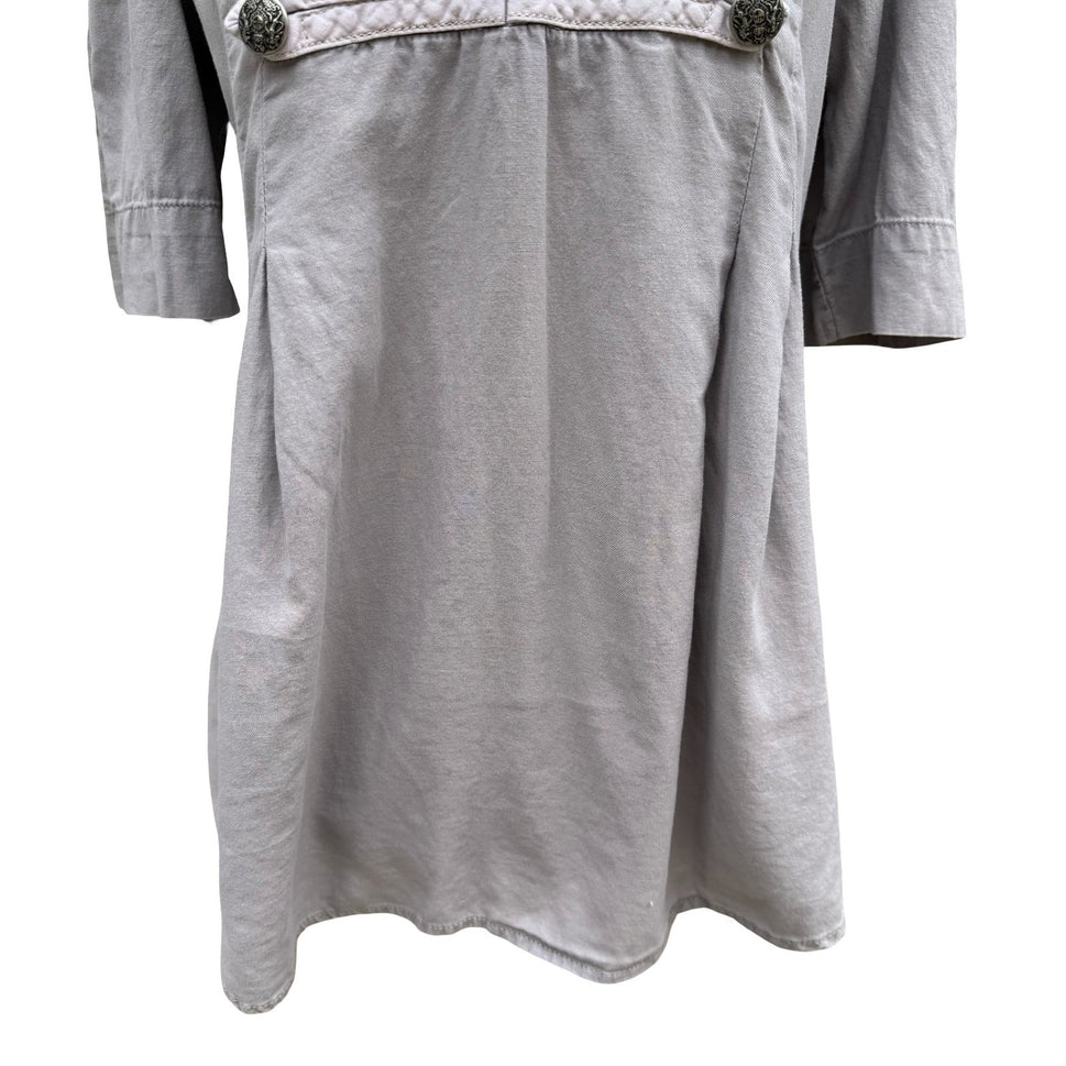 HM Grey Military Hussar Tunic Top Womens 8 Cotton Bandmaster Steampunk Regency