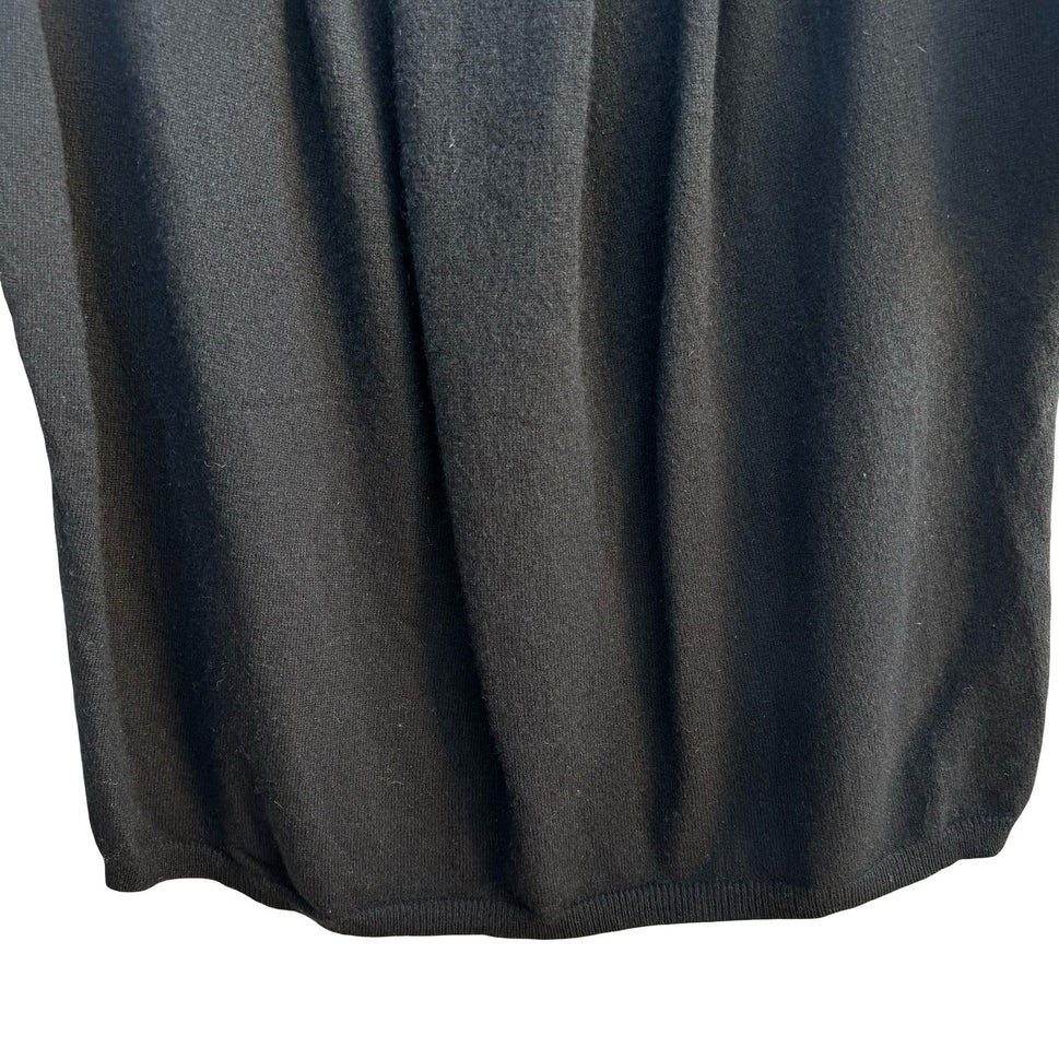 TSE Cashmere Quiet Luxury Minimalist Pleated Mock Neck Knit Sweater Black M