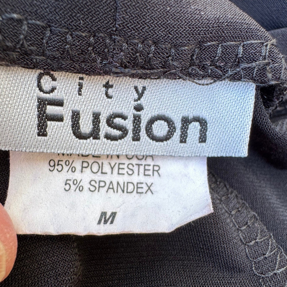 City Fusion Womens Black Ruched Sweetheart Neck Tank Top Blouse Size M USA Made