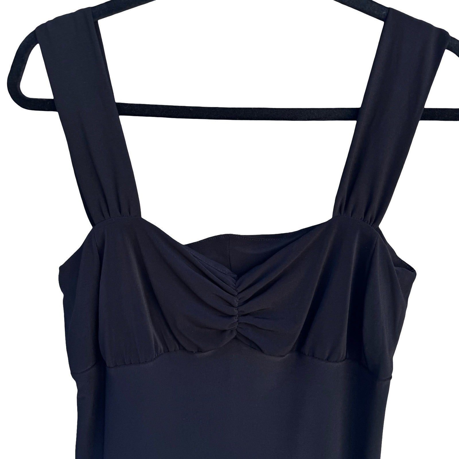 City Fusion Womens Black Ruched Sweetheart Neck Tank Top Blouse Size M USA Made