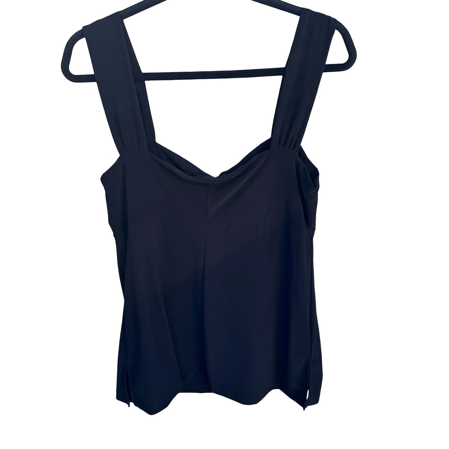 City Fusion Womens Black Ruched Sweetheart Neck Tank Top Blouse Size M USA Made