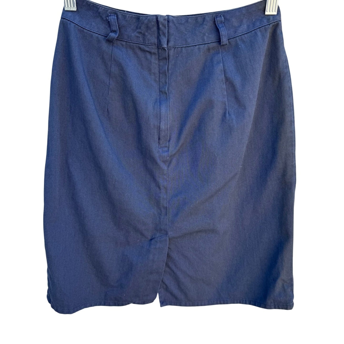 LizSport Vintage 80s Navy Blue V-Yoke Pleated Pencil Skirt Womens 2 Made in USA