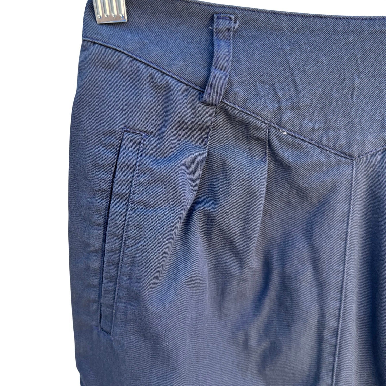 LizSport Vintage 80s Navy Blue V-Yoke Pleated Pencil Skirt Womens 2 Made in USA