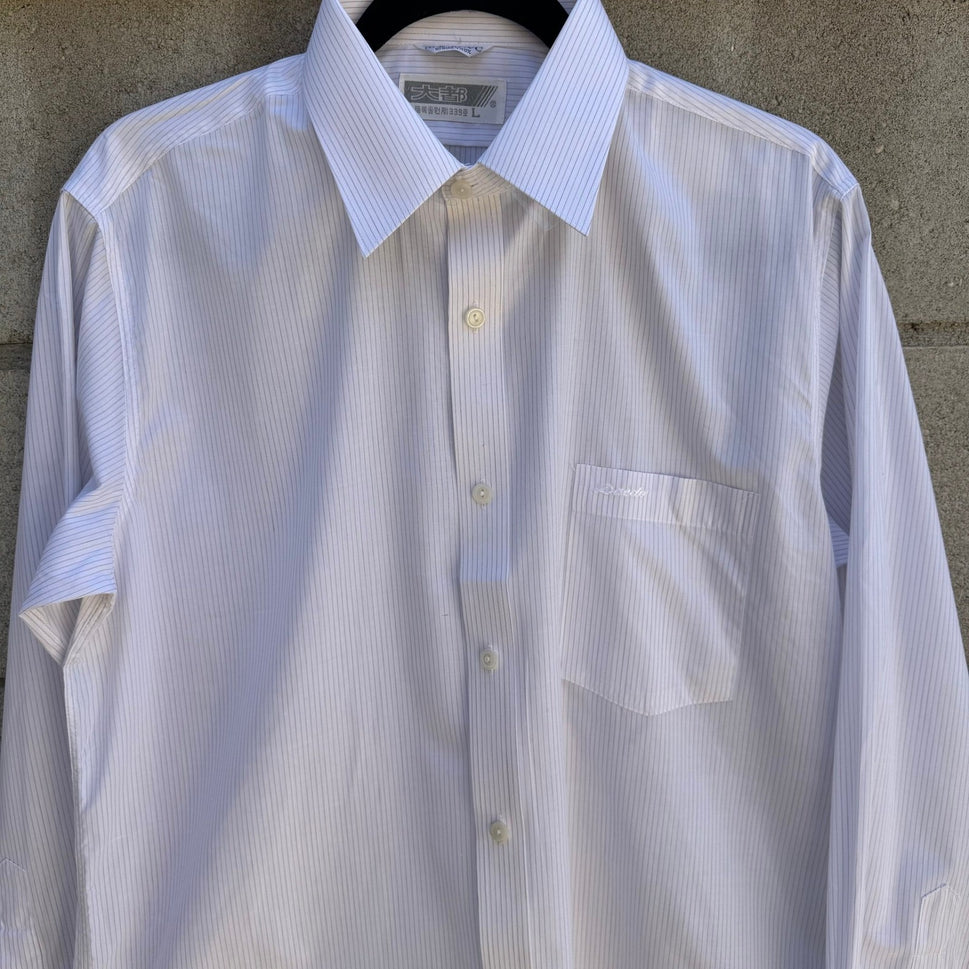 Daedo Vintage Korean Deadstock Pinstripe Minimalist Preppy Dress Shirt L NEW
