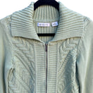 Switch Liz Claiborne Y2K Mint Green Cable Knit Zip Cardigan Sweater M Ribbed Long Sleeve 2 image