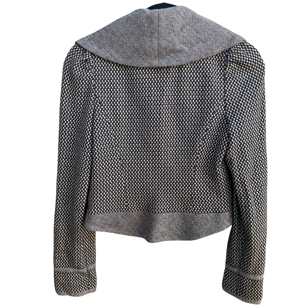 Hinge Dark Academia Preppy Minimalist Wool Blend Asymmetric Cropped Blazer XS