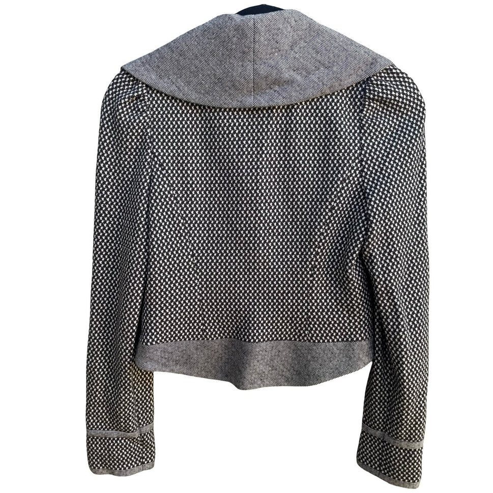 Hinge Dark Academia Preppy Minimalist Wool Blend Asymmetric Cropped Blazer XS
