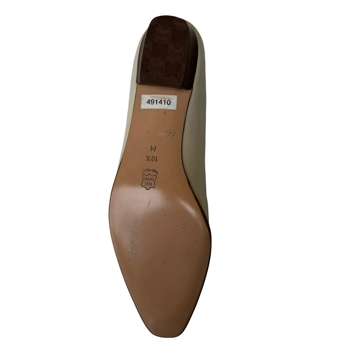 Bally Vintage Italian Leather Minimalist Pointed Toe Flats Cream Womens 10.5 M