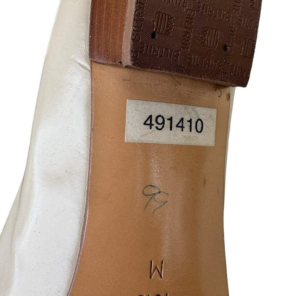 Bally Vintage Italian Leather Minimalist Pointed Toe Flats Cream Womens 10.5 M