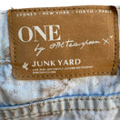 Switch One Teaspoon Junk Yard Y2K Low Rise Distressed Raw Hem Denim Micro Mini Skirt 26 3 image