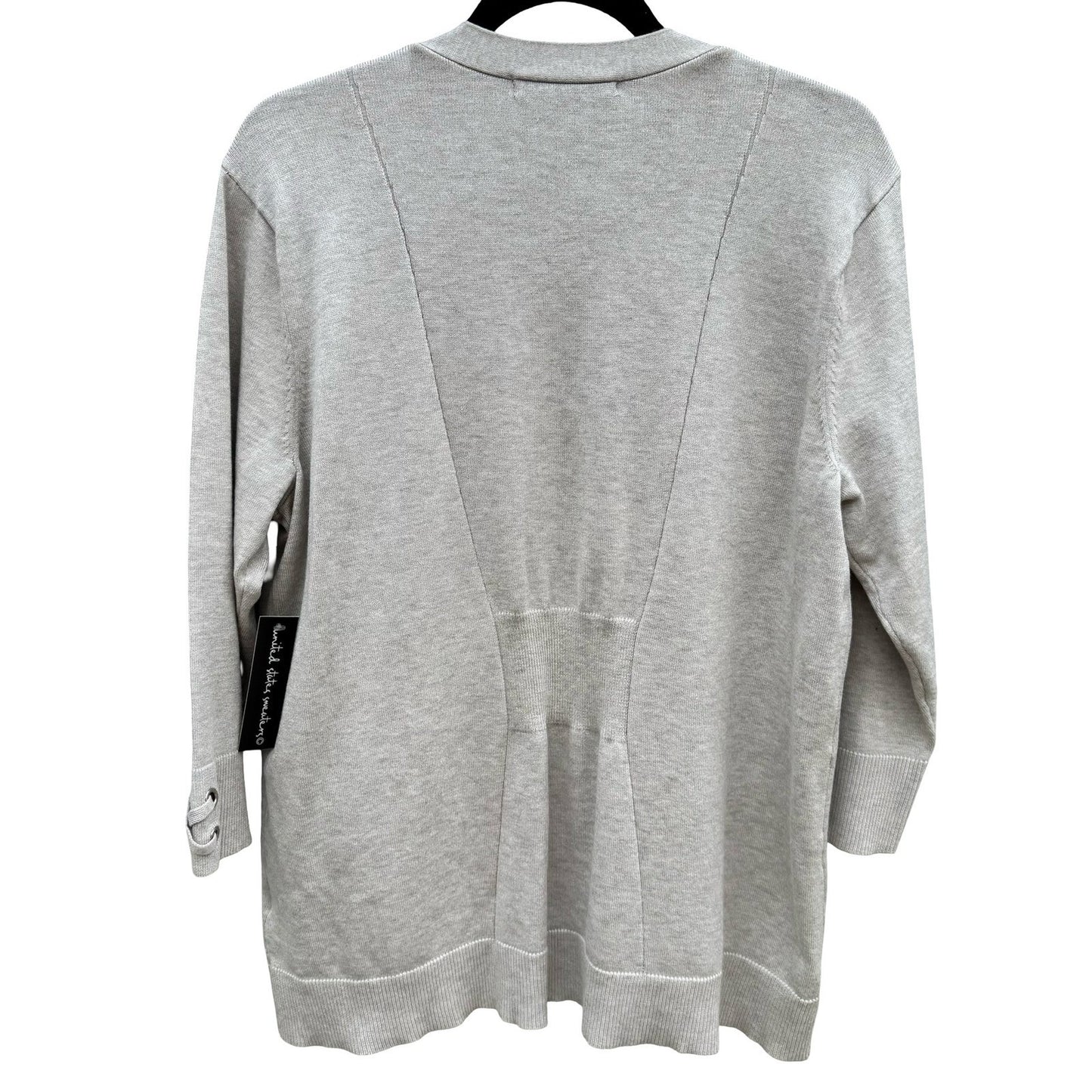 United States Sweaters Womens PXL Oatmeal Open Front Cardigan Grommet Cuff NEW