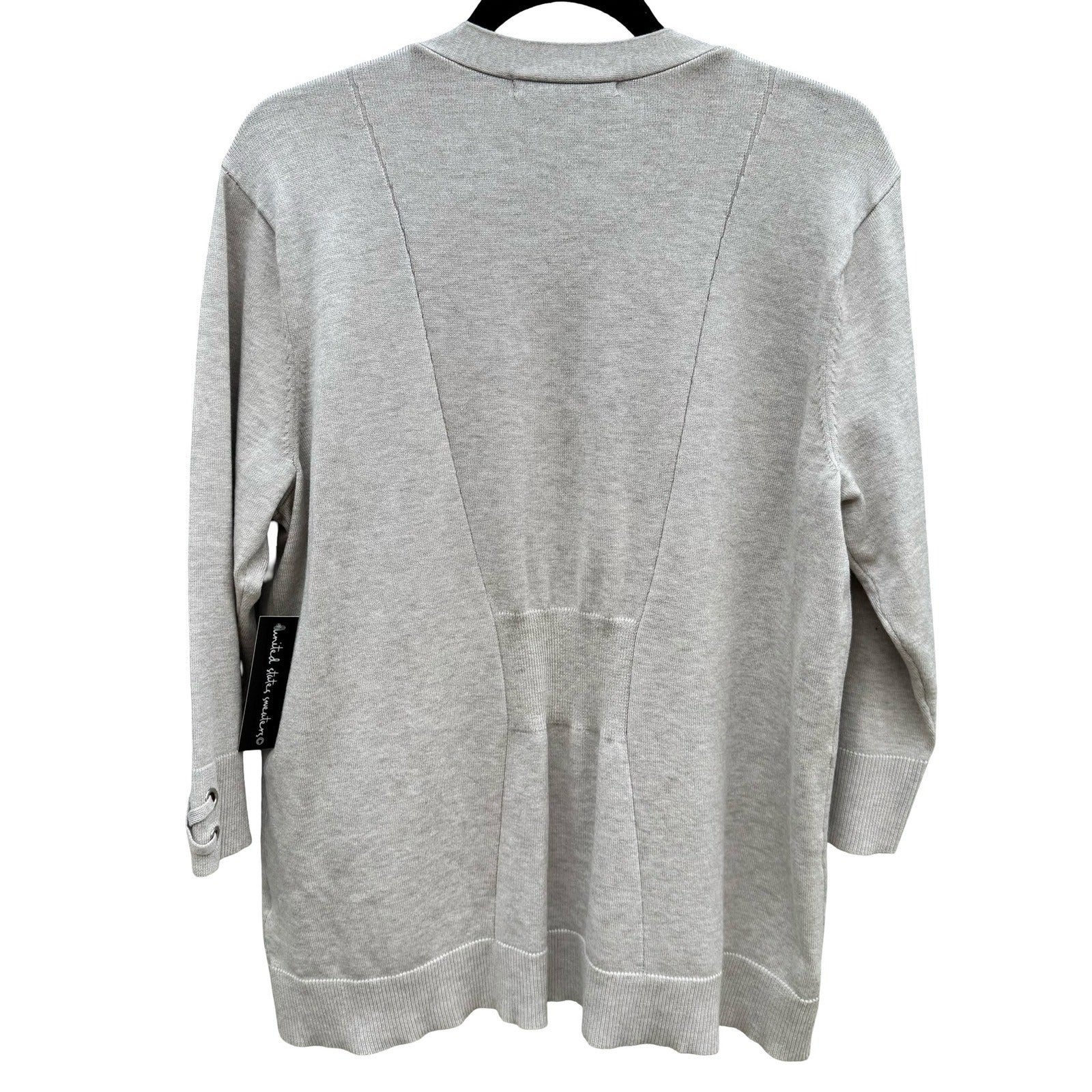 United States Sweaters Womens PXL Oatmeal Open Front Cardigan Grommet Cuff NEW