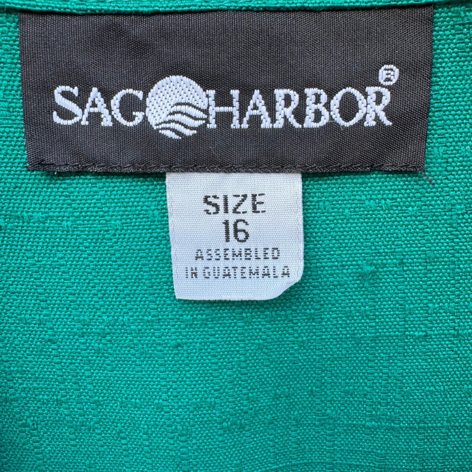 Sag Harbor Vintage Teal Green Textured Single Button Blazer Jacket 21035 Size 16