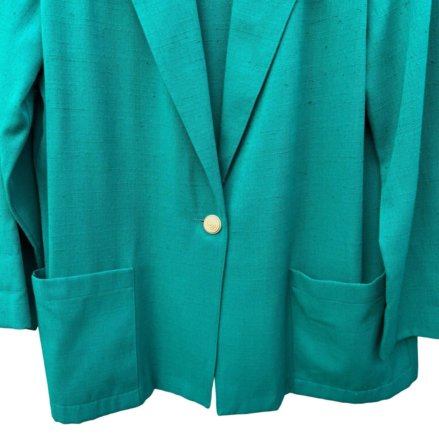 Sag Harbor Vintage Teal Green Textured Single Button Blazer Jacket 21035 Size 16