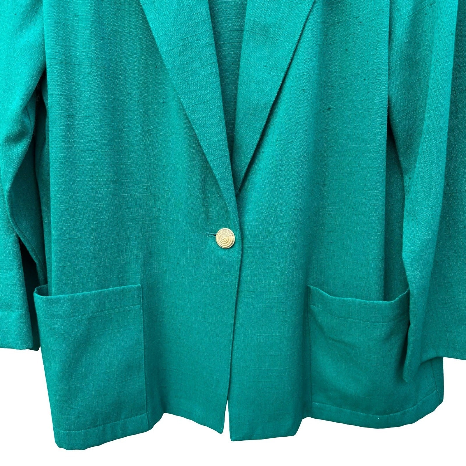 Sag Harbor Vintage Teal Green Textured Single Button Blazer Jacket 21035 Size 16