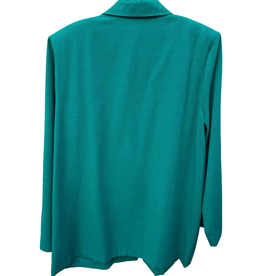 Sag Harbor Vintage Teal Green Textured Single Button Blazer Jacket 21035 Size 16