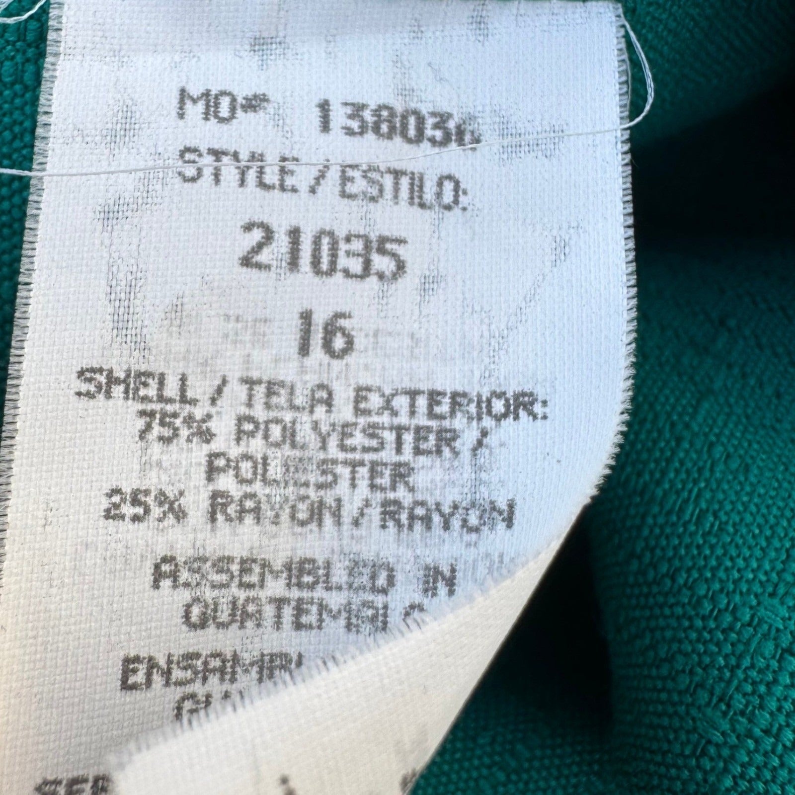 Sag Harbor Vintage Teal Green Textured Single Button Blazer Jacket 21035 Size 16