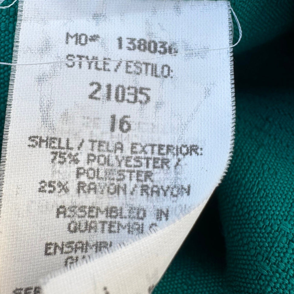 Sag Harbor Vintage Teal Green Textured Single Button Blazer Jacket 21035 Size 16