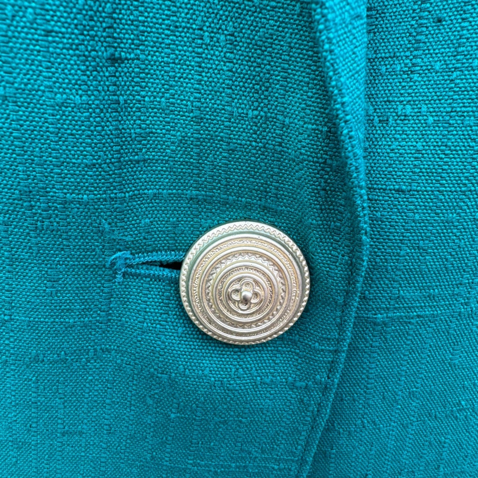 Sag Harbor Vintage Teal Green Textured Single Button Blazer Jacket 21035 Size 16