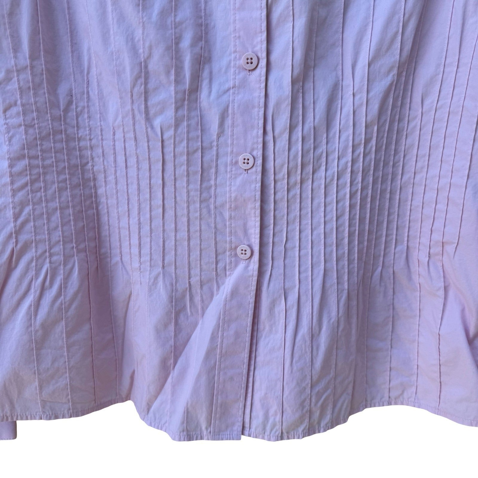 Liberte by Emanuel Womens Pink Pintuck Pleated Button Down Shirt Blouse Size 10