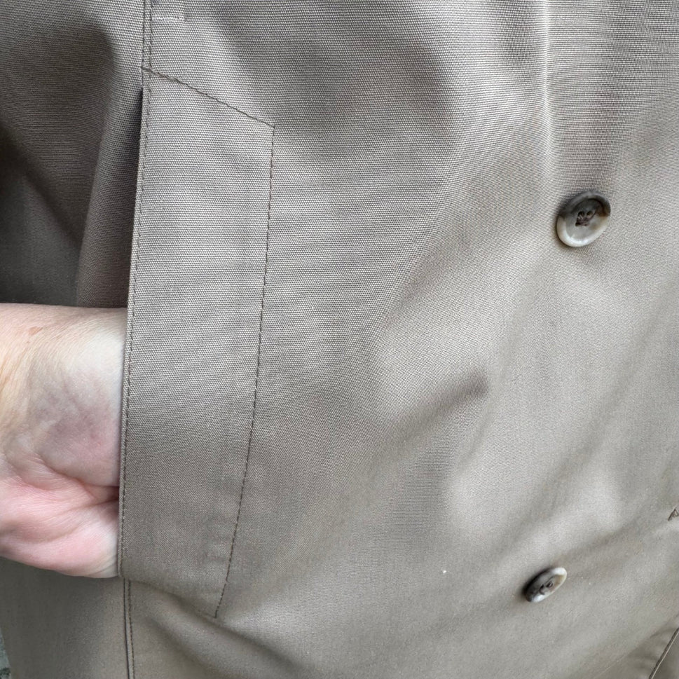 London Fog Vintage Tan Double Breasted Trench Coat Removable Plaid Liner 14 Reg