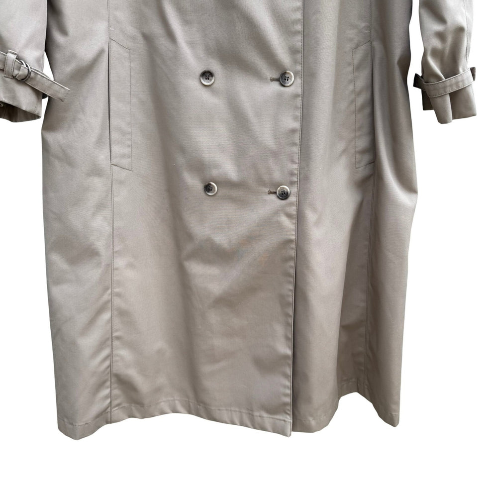 London Fog Vintage Tan Double Breasted Trench Coat Removable Plaid Liner 14 Reg