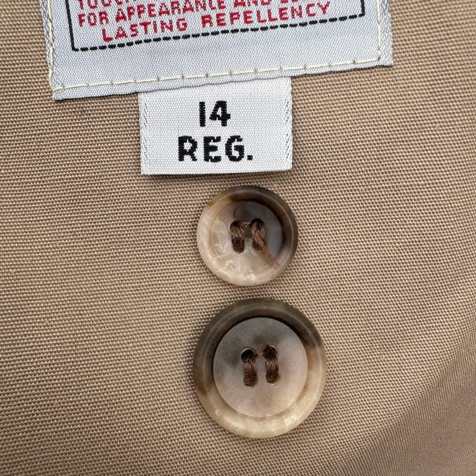 London Fog Vintage Tan Double Breasted Trench Coat Removable Plaid Liner 14 Reg