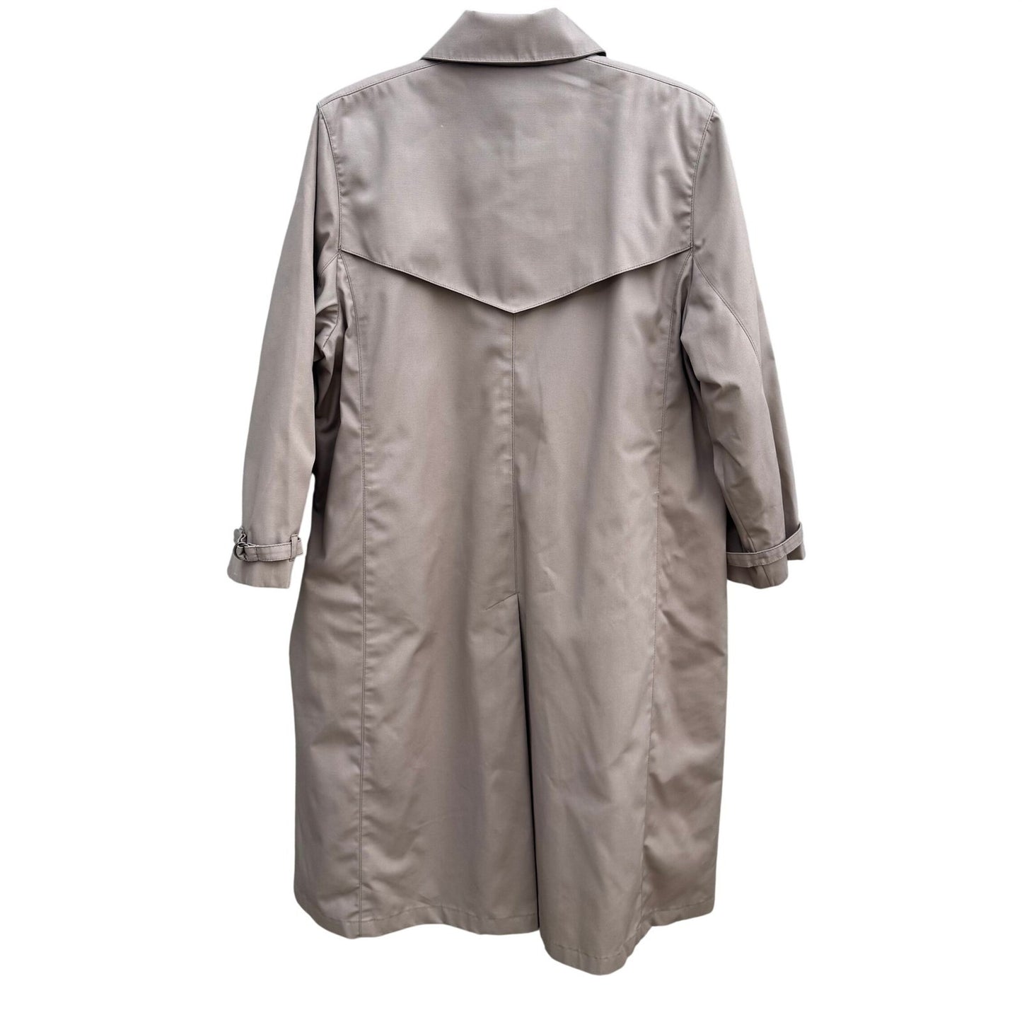 London Fog Vintage Tan Double Breasted Trench Coat Removable Plaid Liner 14 Reg