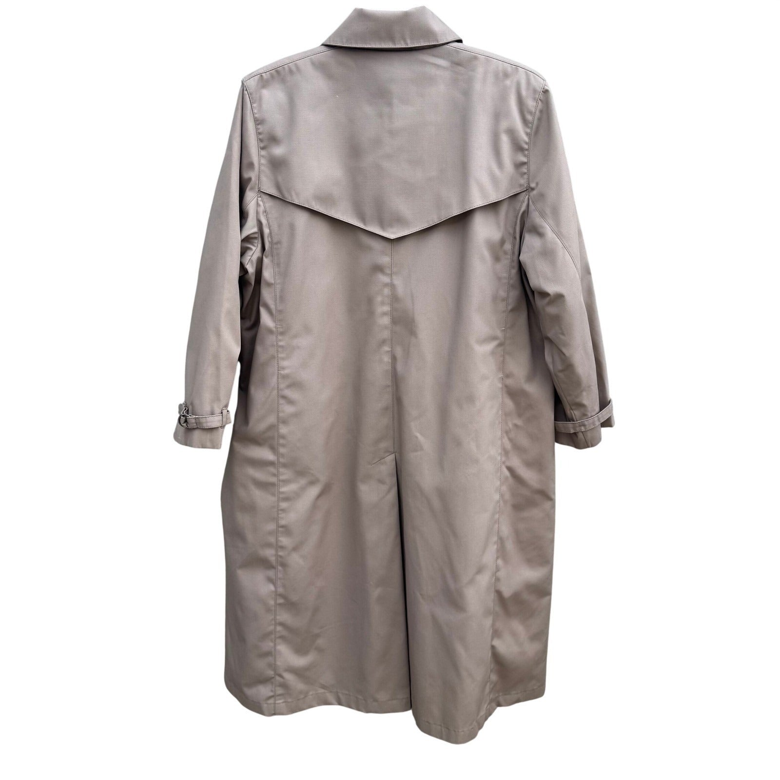 London Fog Vintage Tan Double Breasted Trench Coat Removable Plaid Liner 14 Reg