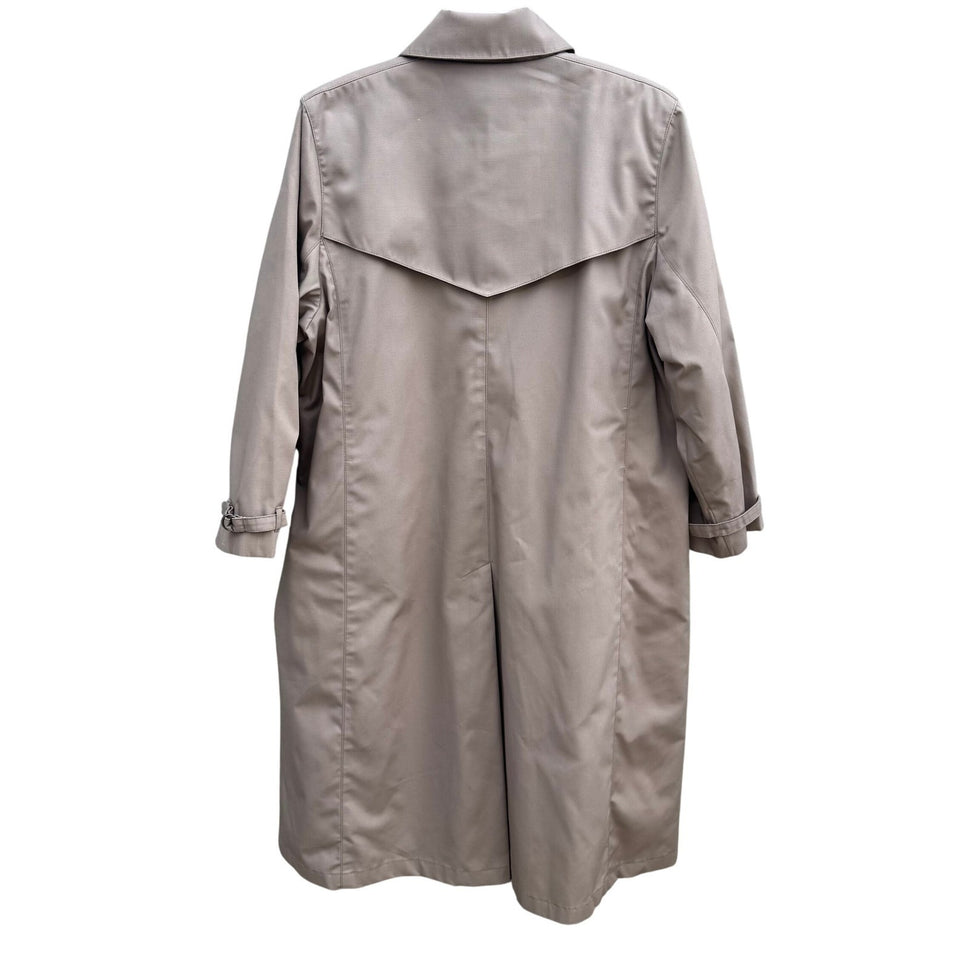 London Fog Vintage Tan Double Breasted Trench Coat Removable Plaid Liner 14 Reg