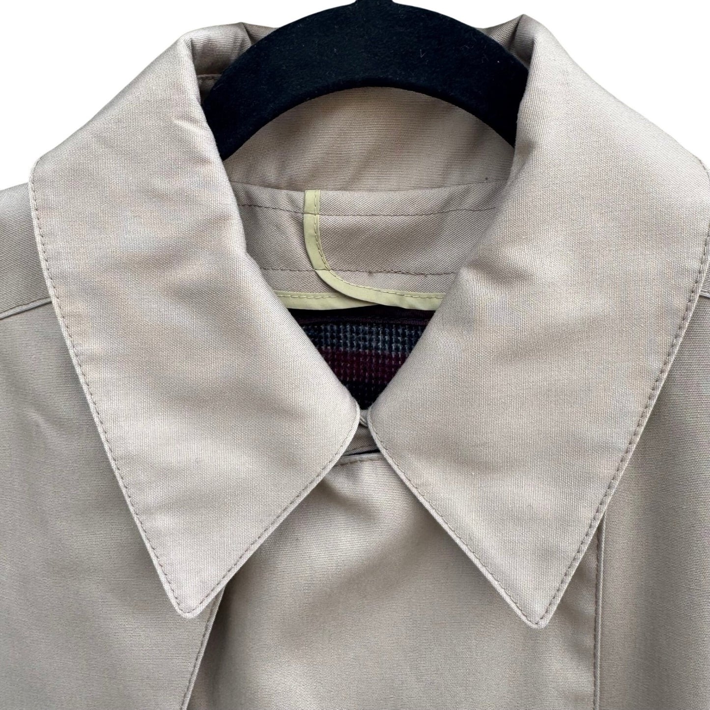 London Fog Vintage Tan Double Breasted Trench Coat Removable Plaid Liner 14 Reg