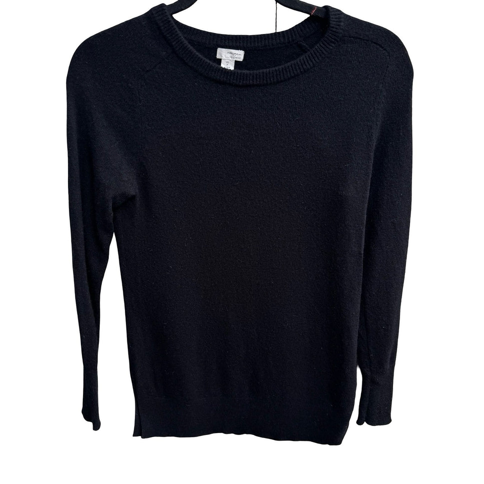 Halogen 100% Cashmere Quiet Luxury Minimalist Old Money Preppy Sweater Black XS