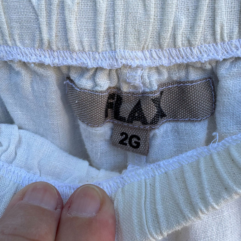 Flax Womens White Linen Flowy Wide Leg Boho Lagenlook Casual Cropped Pants 2G