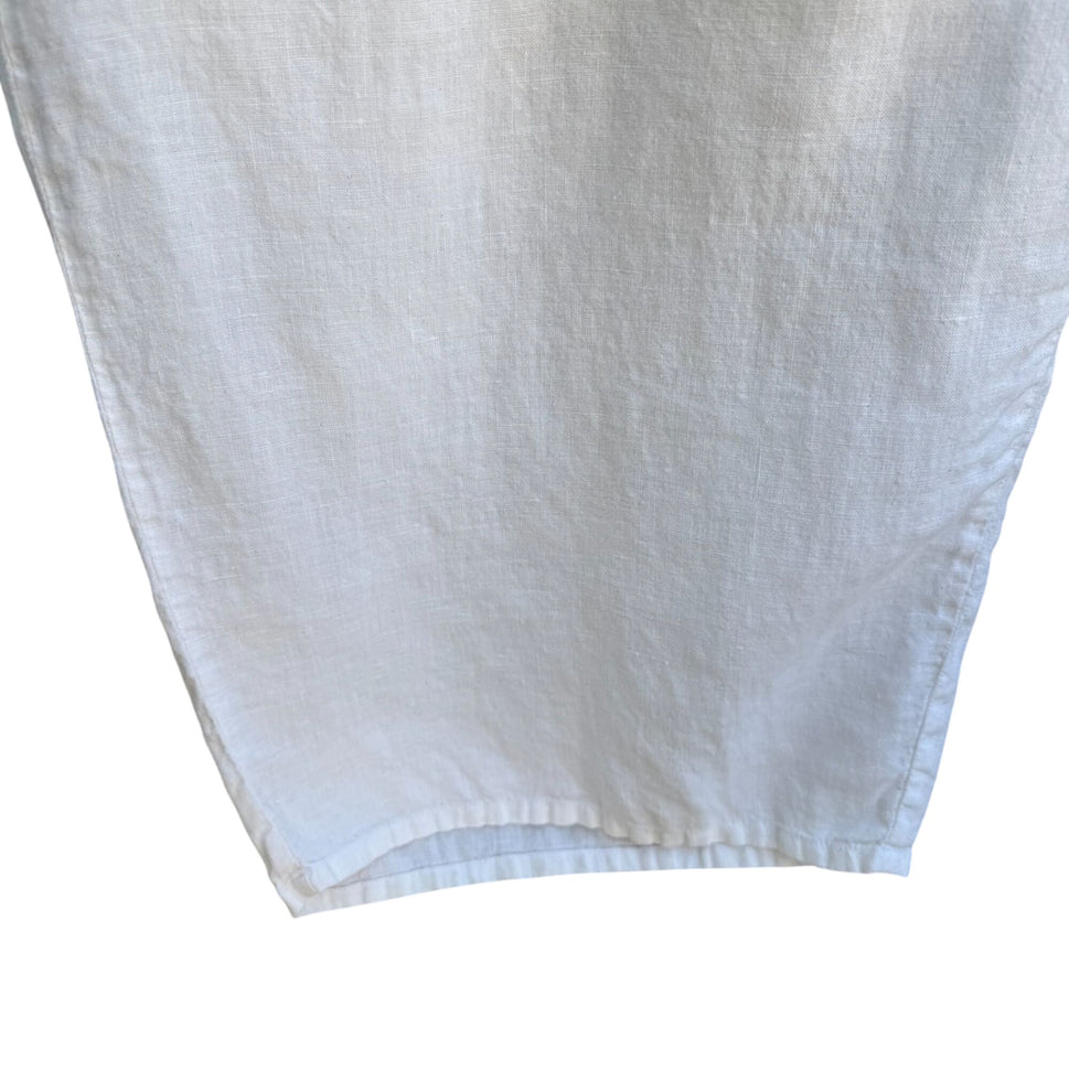 Flax Womens White Linen Flowy Wide Leg Boho Lagenlook Casual Cropped Pants 2G