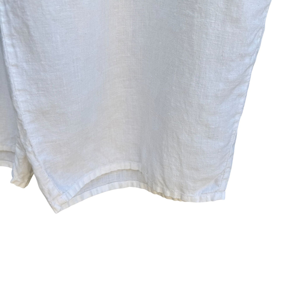 Flax Womens White Linen Flowy Wide Leg Boho Lagenlook Casual Cropped Pants 2G