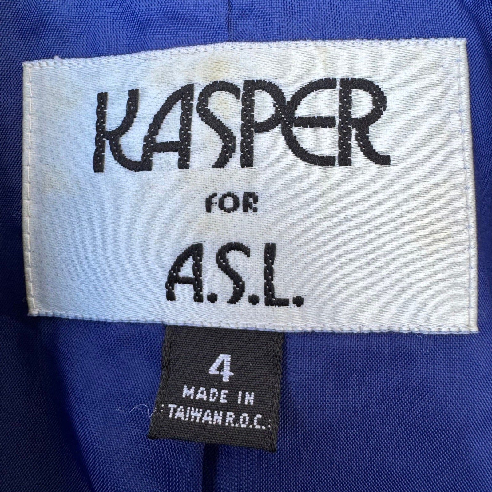 Kasper for ASL Vintage Royal Blue Skirt Suit Set Short Sleeve Office Womens 4