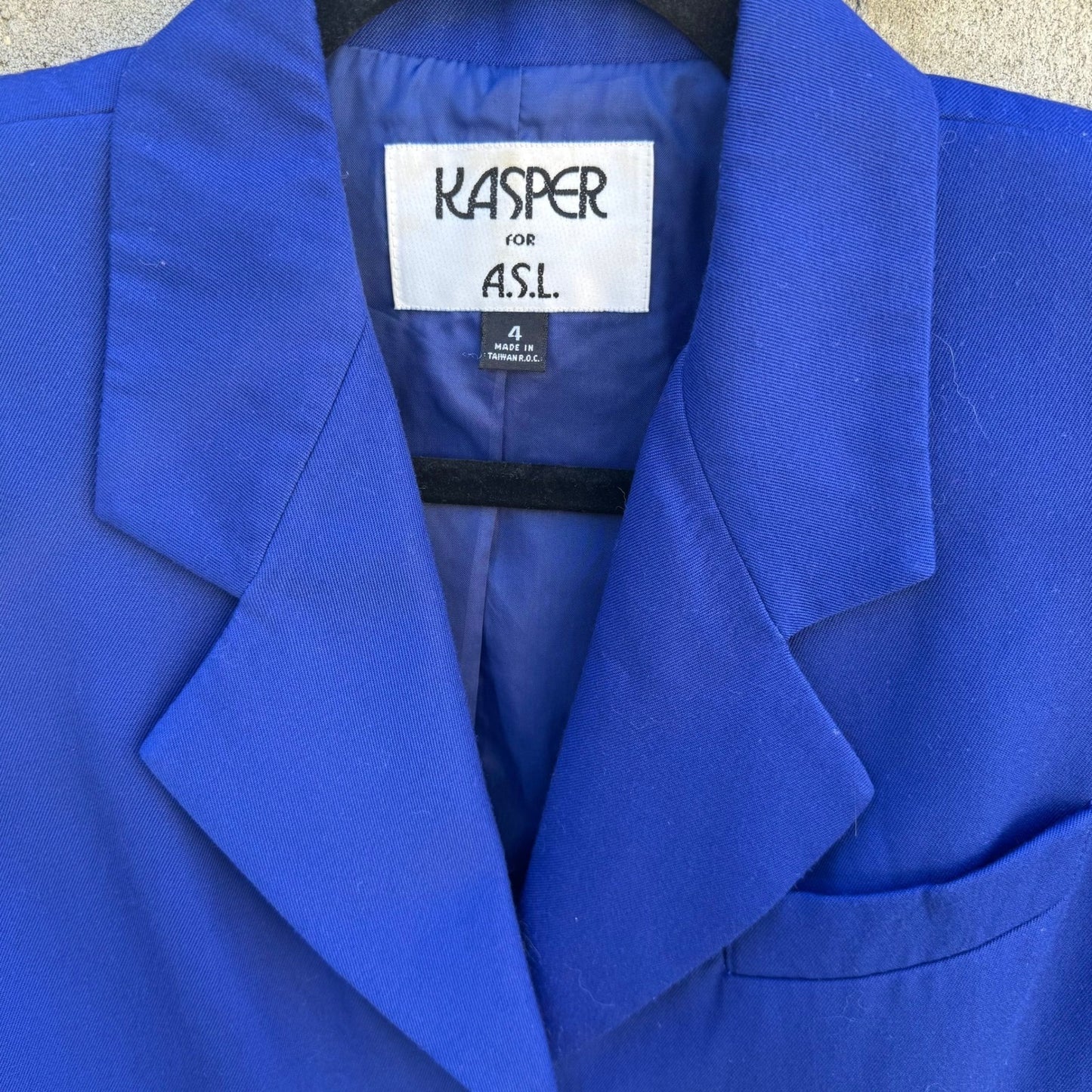 Kasper for ASL Vintage Royal Blue Skirt Suit Set Short Sleeve Office Womens 4